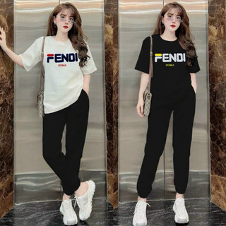 Sét bộ thun quần bo áo phom rộng thêu chữ