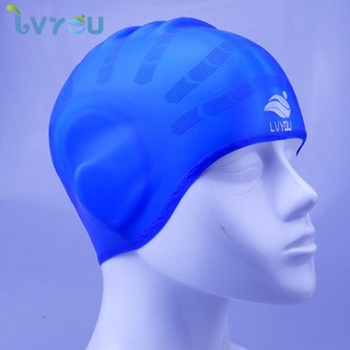 Mũ bơi có bịt tai LVYOU, mũ bơi SWIMMING CAP có bịt tai cỡ đại chống nước cực tốt bằng silicone