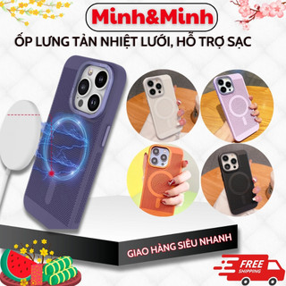 Ốp lưng iphone hỗ trợ sạc không dây, thiết kế lưới tản nhiệt  KTM Store cho ip 11 12 13 14 15 Pro Max, 15Promax.
