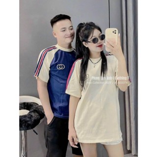 Áo Phông Gucci Thêu Phối Sọc Tay Ralgan Chất Cotton Dày Dặn - Áo Thun Nam Nữ Hàng Đẹp Form Dáng Unisex Hottrend 2024