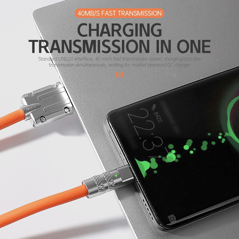 [FreeShip] Dây Cáp Sạc Nhanh 120W 6A PD Siêu Bền Bằng Hợp Kim Kẽm Và Silicon đầu USB sang phone/ type-c / Micro USB | BigBuy360 - bigbuy360.vn