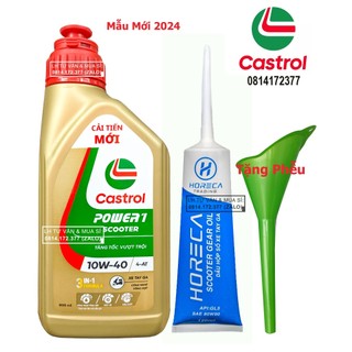 Combo Dầu nhớt xe tay ga Castrol Power-1 800ml ( 0.8L ) + Nhớt lap Horeca 80W90 + Tặng Phễu - Shopnhottot