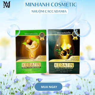 Thuốc nhuộm đen Keratin MACADAMIA 1000ML thảo dược phủ bạc  không dính da đầu Phủ bạc tóc nhanh và tiết kiệm