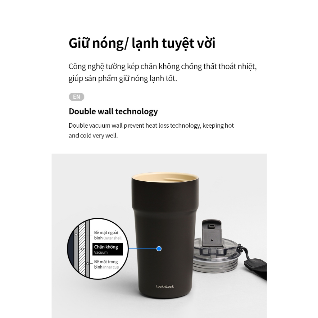 Ly Giữ Nhiệt LocknLock 500ML, Bình Giữ Nhiệt Cao Cấp Nhỏ Chính Hãng Có Dây Đeo LHC4357 - T2C Mall | BigBuy360 - bigbuy360.vn