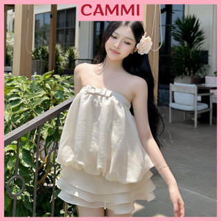 Set váy áo cúp ngực+chân váy tầng xoè 3 tầng chất tơ kiểu dáng tiểu thư sang chảnh mặc du lịch đi biển chụp ảnh HB395