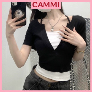 Áo croptop nữ Cổ V phối ôm tay ngắn có dây buộc , áo crt kiểu sang chảnh thun cotton bozip HA206