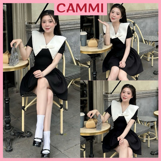 Váy tiểu thư dáng bồng đính nơ tiểu thư chiết eo tay cộc chất chéo hàn 2 lớp,váy đầm dự tiệc sang chảnh HV348