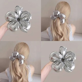 Dây cột tóc - scrunchies hoa bạc lấp lánh