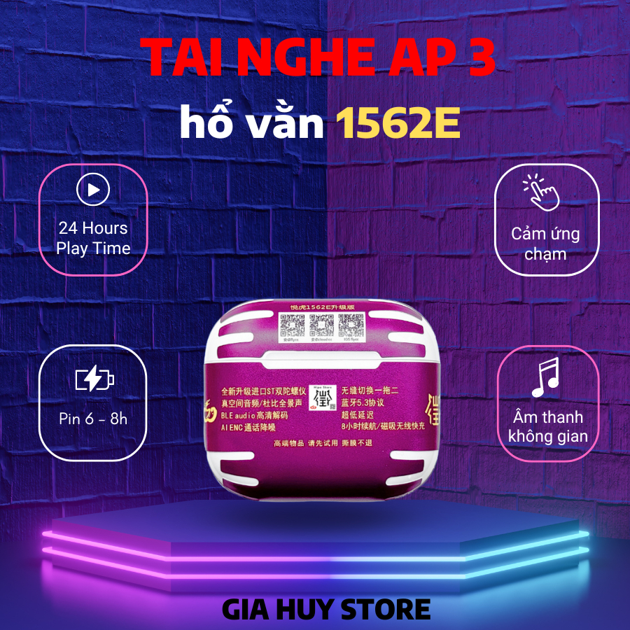 Tai nghe bluetooth AP 3 hổ vằn 1562E âm thanh không gian tai nghe không dây bản cao cấp full chức nă