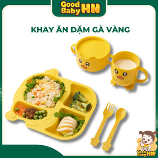 Khay ăn dặm bằng lúa mạch hình CON GÀ VÀNG giúp bé ăn ngon miệng - 𝐃𝟐𝟐