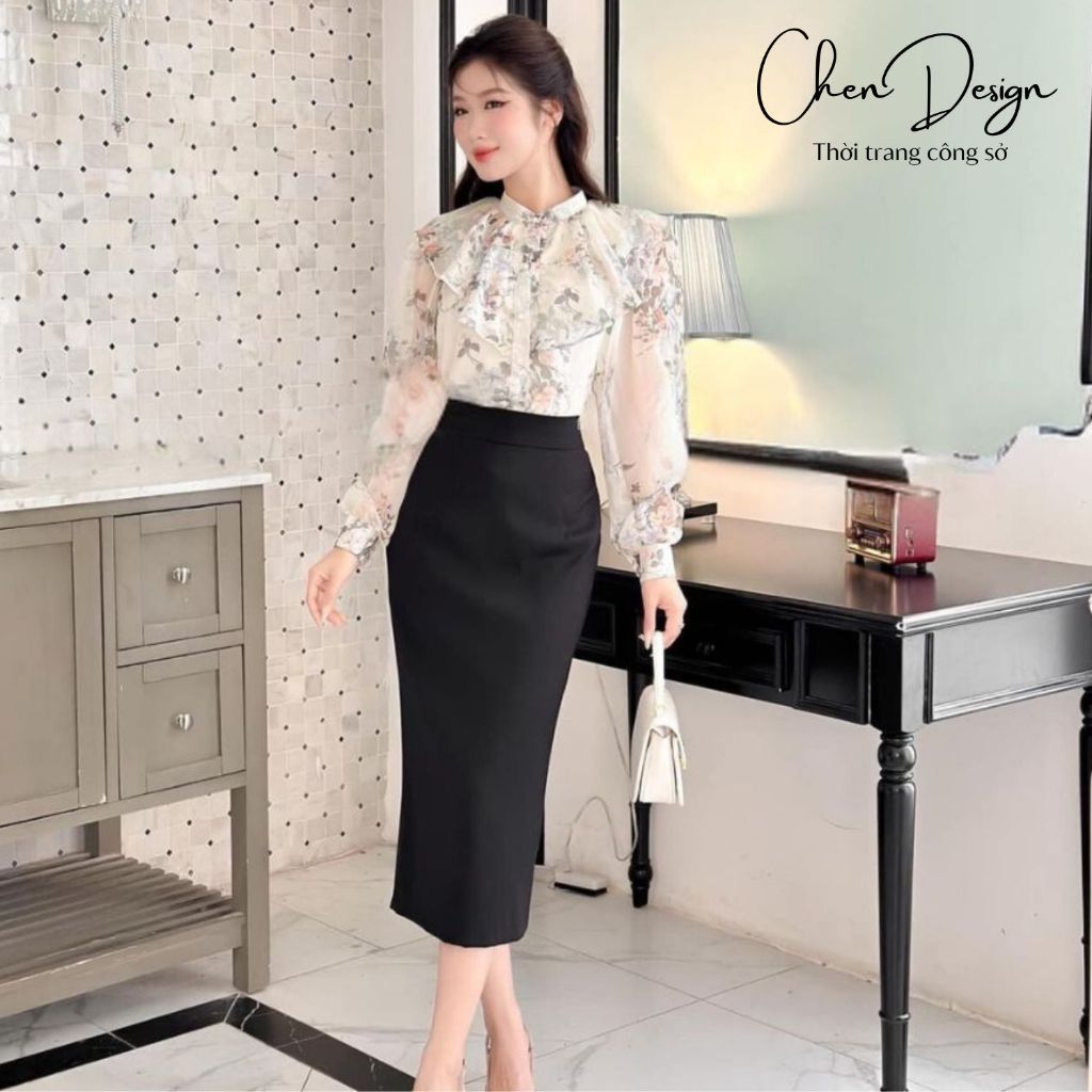 Chân váy bút chì 80cm Nh23 - Chân váy bút chì dáng dài, vải dày dặn, thoáng mát, tôn dáng ChenDesign