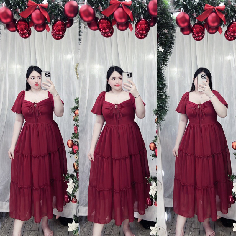 [BIGSIZE LINH NGUYỄN] ĐẦM MAXI PHOM DÀI THẮT NGỰC CỘT CỔ 60-90kg