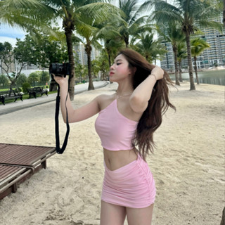 Set áo dây cổ yếm và chân váy ALICE thun ladong cao cấp trẻ trung - ENKA VIETNAM