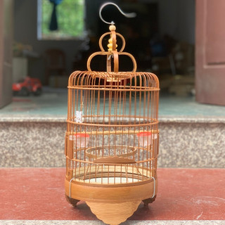  Lồng chim khuyên lồng khuyên trơn chất liệu trúc xử lí đỏ sàn phóc lồng khuyên tròn giá rẻ 