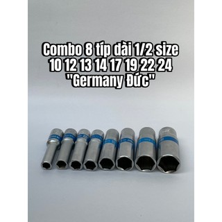 Combo bộ típ vặn ốc dài 1/2 Germany Đức cao cấp size 10-24