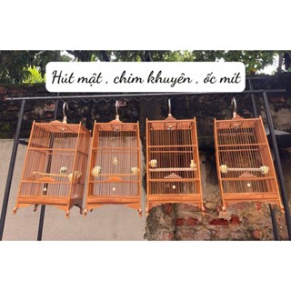  Khung lồng chim hút mật khung lồng chim khuyên ốc mít chất liệu trúc đỏ form vuông cửa báng súng 