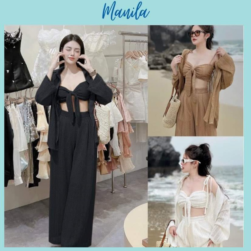 Sét đồ bơi 3 Món Đi Biển Ren Có Lót Áo Nơ Sét Đi Biển Siêu Sang Chảnh có đủ size S,M,L | BigBuy360 - bigbuy360.vn
