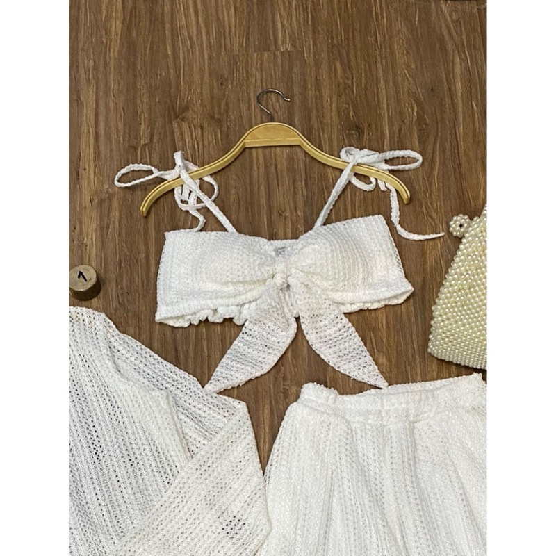 Sét đồ bơi 3 Món Đi Biển Ren Có Lót Áo Nơ Sét Đi Biển Siêu Sang Chảnh có đủ size S,M,L | BigBuy360 - bigbuy360.vn