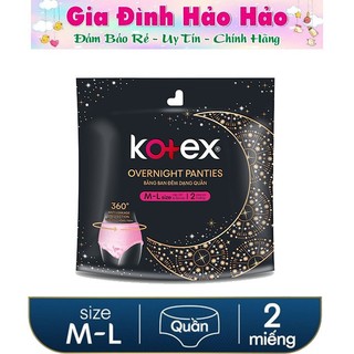 BVS Băng vệ sinh Kotex Ban đêm Dạng quần khô thoáng - Gói 2 Chiếc