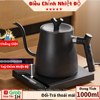 Ấm siêu tốc cổ ngỗng kiểm soát nhiệt độ 1000ML đun sôi nhanh nước 1000W chống khô inox 304