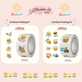  Cuộn 500 Sticker Nhãn Dán Lời Khen Bloomin2k Khen Thưởng Khích Lệ Học Sinh Học Tập Cute