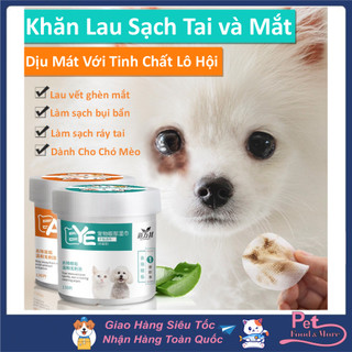 Khăn Ướt Lau Vết Bẩn Tai và Lau Ố Mắt Cho Chó Mèo Dorrikey Hộp 130 Miếng Bằng Vải Không Dệt