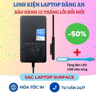 Sạc surface book 3, surface pro x 7 6 5 4 3, surface book 3 2 1 surface go - 15v-8a zin bh 12 tháng