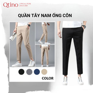 Quần tây nam ống côn QTINO chất vải cotton Hàn, form công sở, co giãn dày dặn
