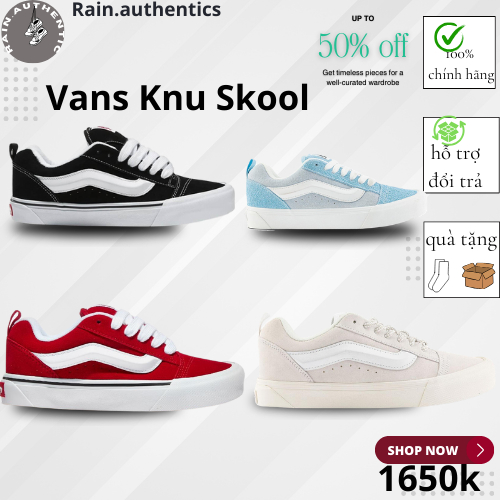 Giày Vans Knu SKool Black True White đủ màu hàng chuẩn cao cấp