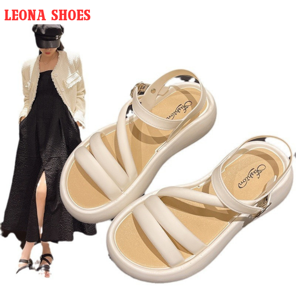 Giày sandal quai hậu nữ đế bệt Laner full box 2024 quai da cao cấp