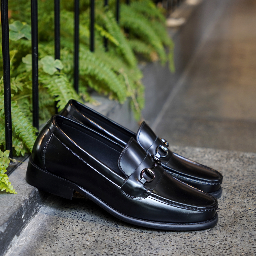 Giày lười nam có khóa da bò bóng nhập khẩu cao cấp - Horsebit Sirca Loafer Cavatino
