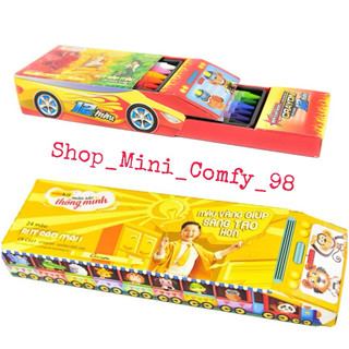Hộp Sáp màu hình ôtô 12-24 màu siêu đẹp