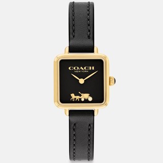 Đồng Hồ Nữ Coach Cass Signature Horse Dây Da Đen Mặt Vuông Trơn Size 22mm