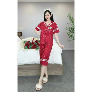 Đồ bộ lửng nữ ANH MỸ pijama mặc nhà, đồ ngủ nữ lụa xước cao cấp bigsize SP0320 xuonganhmy