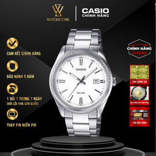 Đồng Hồ Nam MTP-1302D-7A1VDF Mặt Trắng Dạ Quang Kính Khoáng 38.5mm Chống Nước Dây Kim Loại Không Gỉ Chính Hãng Casio