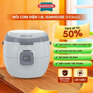 Nồi cơm điện 1.8l sunhouse shd8663 = bảo hành 12 tháng