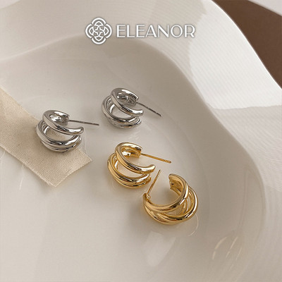 Bông tai nữ chuôi bạc 925 Eleanor Accessories viền cong basic phụ kiện trang sức khuyên tai 7693