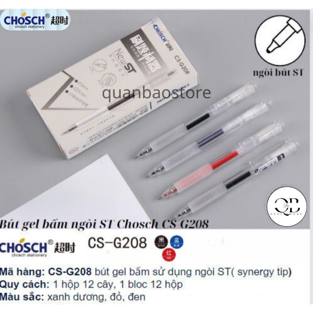 Bút gel bấm 8698 phiên bản trong suốt, mã hàng G208 xanh đỏ đen.
