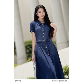 Áo sơ mi kiểu lụa bò dáng lửng basic thời trang nữ Seven.AM OA0181I
