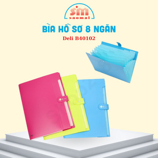 Bìa đựng tài liệu 8 ngăn deli b40102 cặp hồ sơ văn phòng phẩm sao mai
