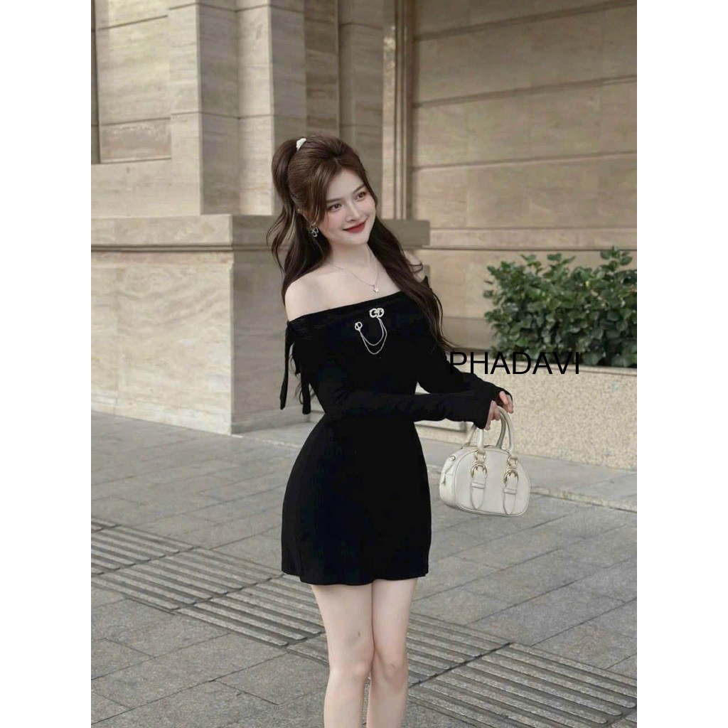 Đầm Body Trễ Vai Dài Tay Dáng Ngắn Siêu Hot PHADAVI  - P4 | BigBuy360 - bigbuy360.vn
