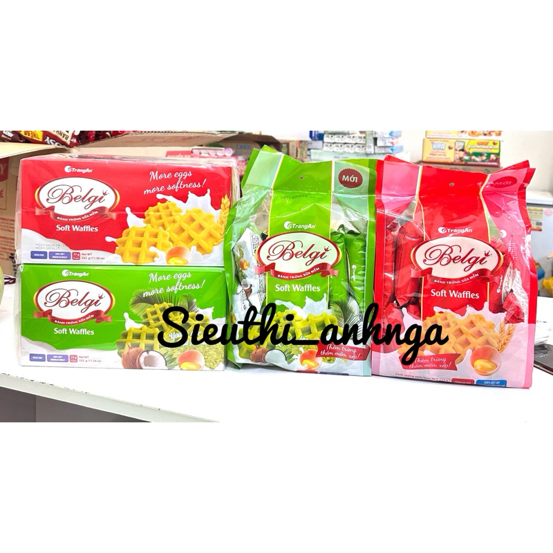 Bánh Trứng Sữa Mềm Belgi Tràng An Túi 230g/322g Cốm Dừa/Trứng Gà Tươi
