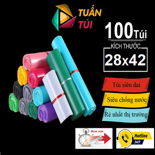 [ 28x42cm ] [ 100 TÚI LOẠI TIẾT KIỆM ] Túi Gói Hàng - Túi Niêm Phong Siêu Dai Siêu Rẻ Đủ Màu