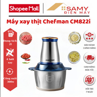 Máy xay thịt Chefman CM822i dung tích 2L công suất 300W cối inox lưỡi dao 4 cánh có cối bóc hành tỏi