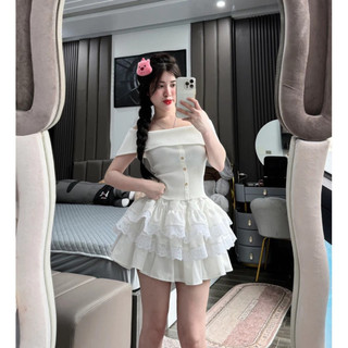 Váy lẻ bèo nhiều tầng phối ren