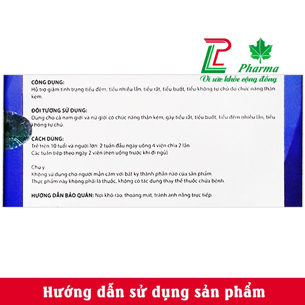 Viên uống giảm tiểu đêm TĐ LP Pharma - Hộp 60 viên giúp bổ thận, giảm tiểu đêm tiểu rắt tiều nhiều lần - 100% thảo dược