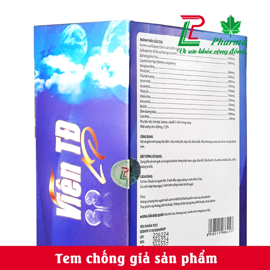Viên uống giảm tiểu đêm TĐ LP Pharma - Hộp 60 viên giúp bổ thận, giảm tiểu đêm tiểu rắt tiều nhiều lần - 100% thảo dược