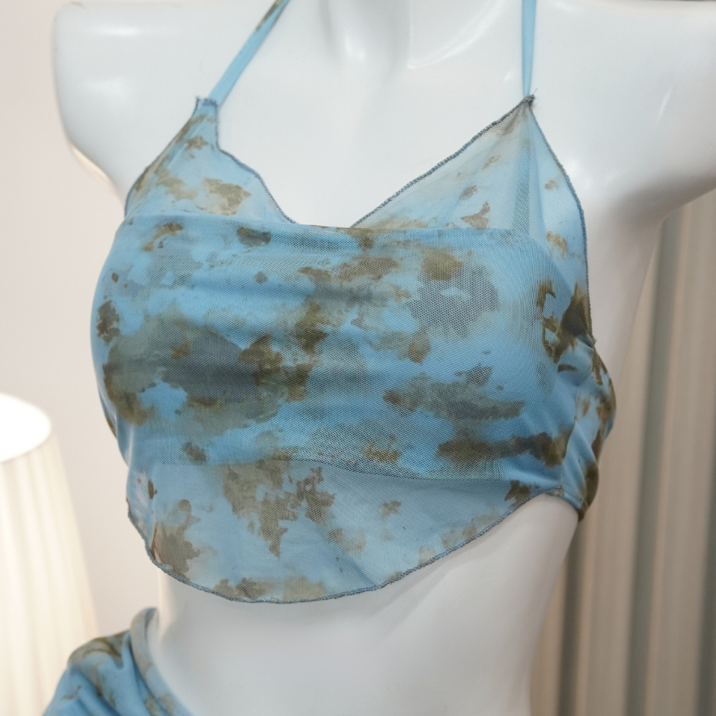 Bikini 3 chi tiết đi biển loang xanh CỔ ĐỔ sẵn đệm mút, đồ bơi nữ sexy sang chảnh che khuyết điểm cho nữ <55kg - Mã B06 | BigBuy360 - bigbuy360.vn