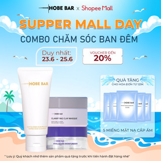 Combo Mặt Nạ Đất Sét + Sữa Rửa Mặt 50ml + Kem Dưỡng Ẩm 55ml HOBEBAR Dưỡng Sáng Da Sạch Sâu Cấp Ẩm Dành Cho Mọi Loại Da