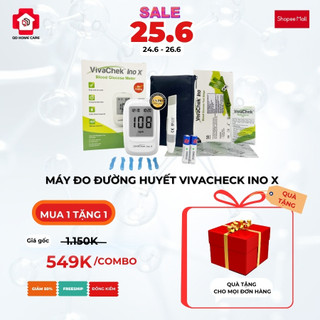 Máy đo đường huyết VivaChek Ino X Hàng chính hãng QD Home Care (Tặng kèm 50 que test + 50 kim)
